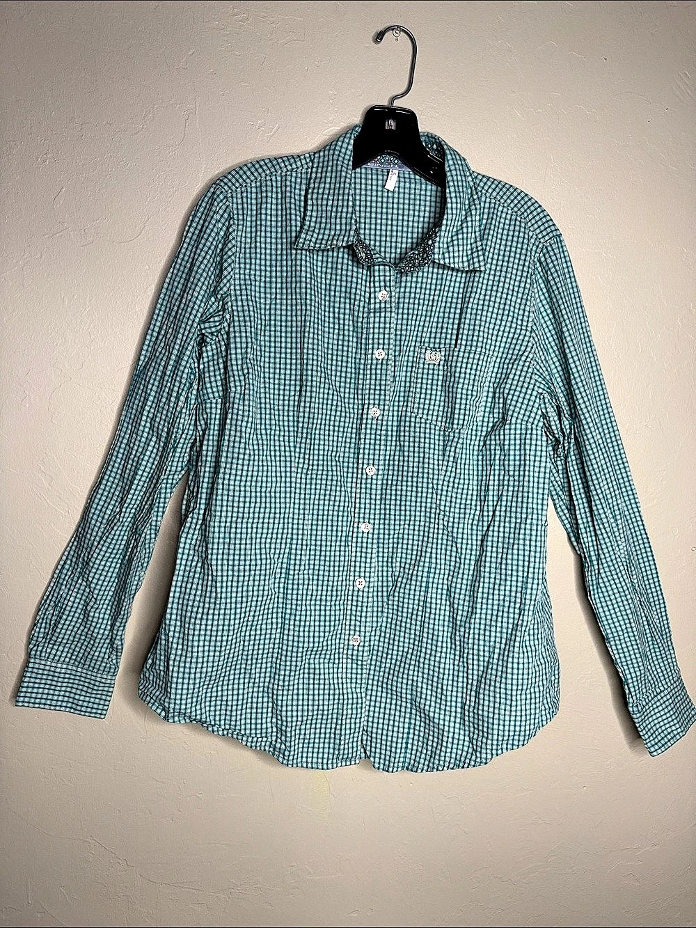 Cinch Green Plaid Button Down Shirt Size Medium